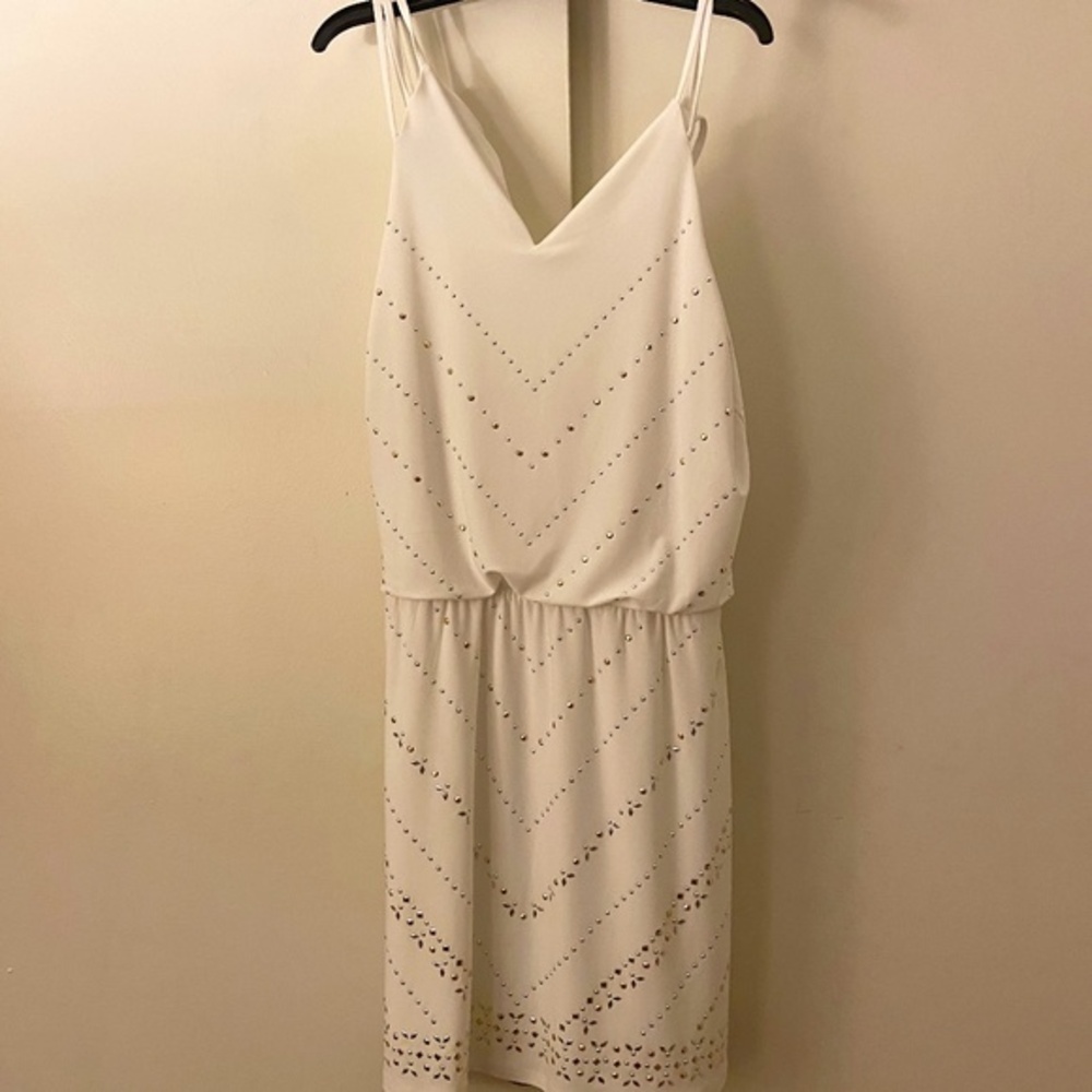 WHBM White Dress with Gold / Silver Studs